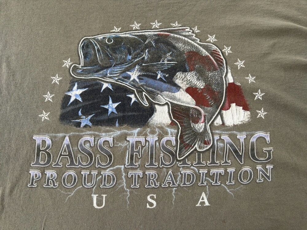Vintage Bass Fishing Proud Tradition T Shirt Mens Large USA Patriotic Tee